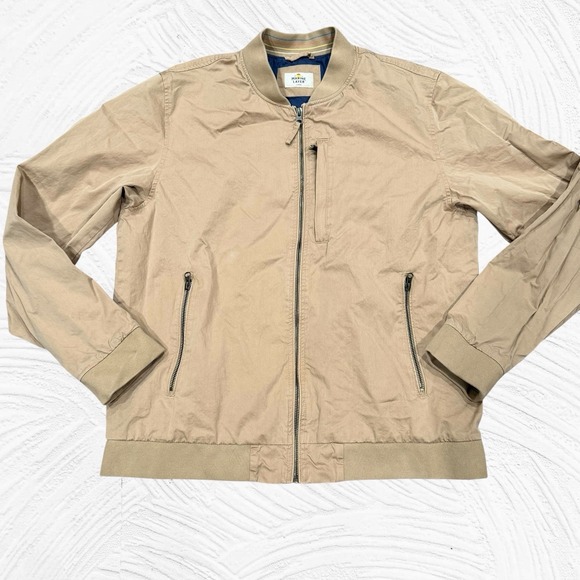 Marine Layer Rossland Dry Wax Bomber Jacket Sz Large Tan